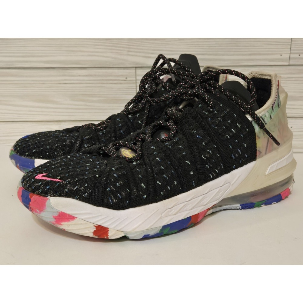 Nike LeBron 18 GS "Jamesโ Gang" BLK/WHT-MLTI CLR CW2760 002 Youth Sz 6Y Shoes